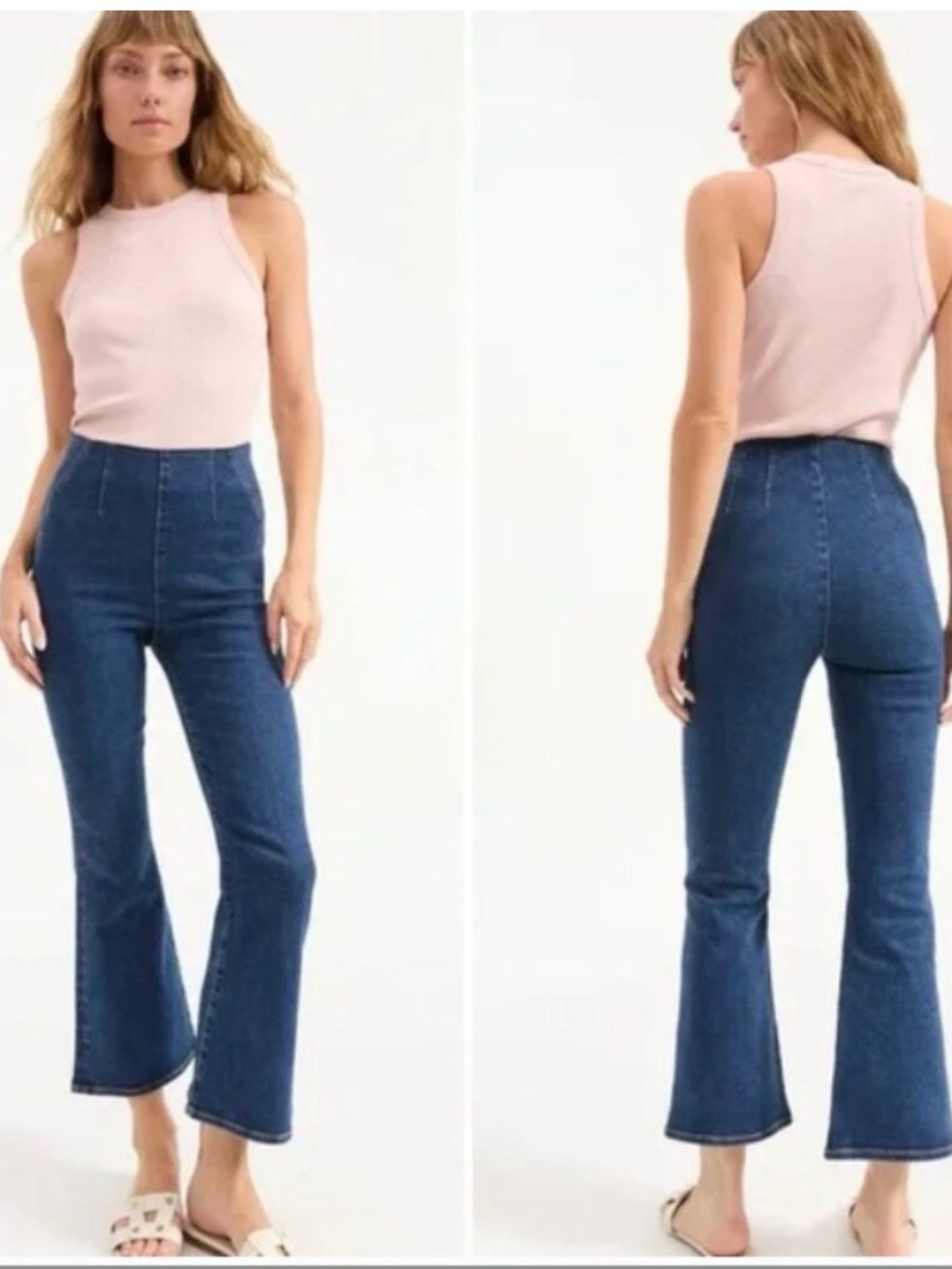Veronica Beard Crosbie High Rise Flare Crop Jeans Oxford XS
